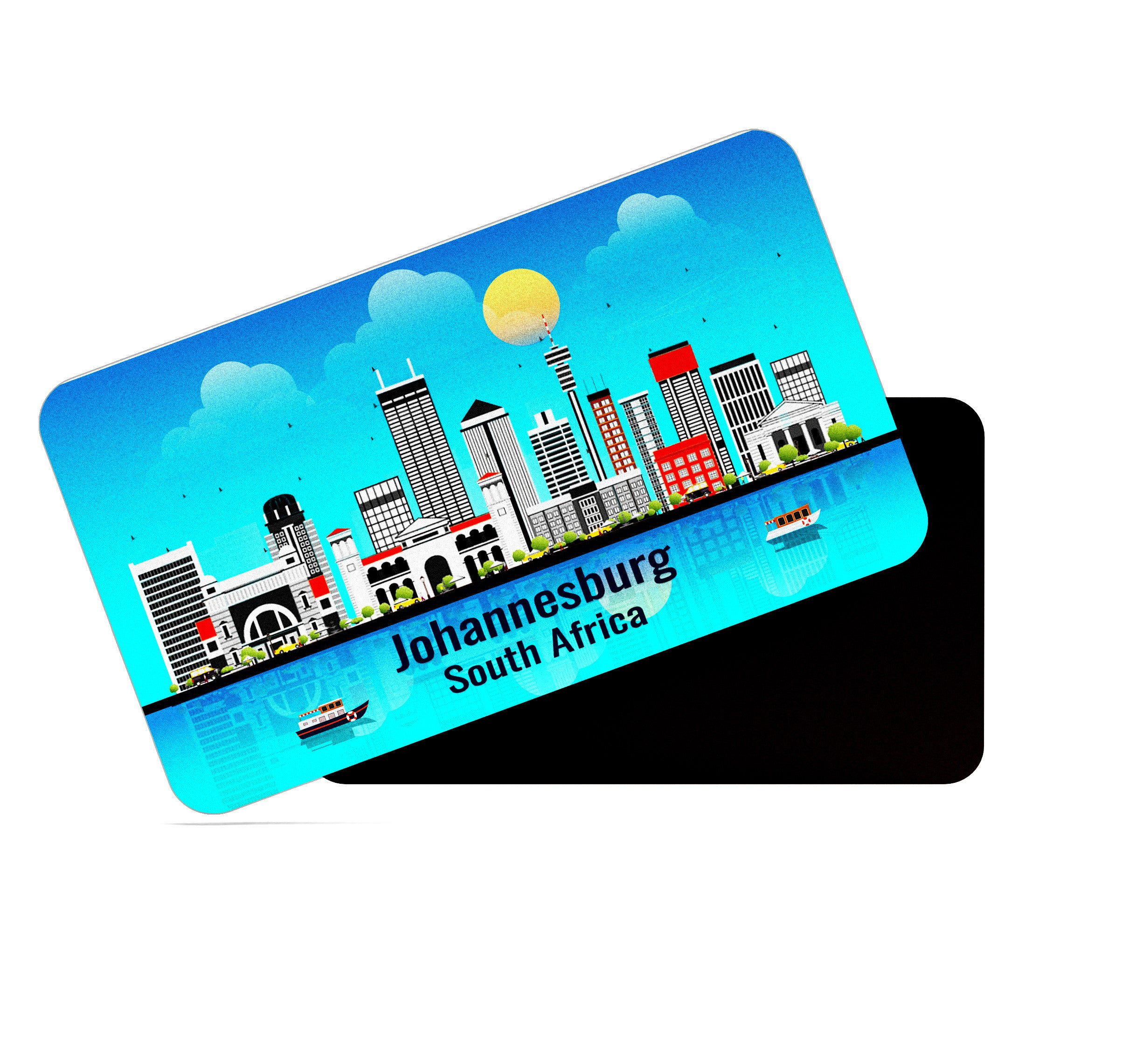 dhcrafts Rectangular Fridge Magnet Blue South Africa Johannesburg Design Pack of 1 (8.6cm x 5.4cm)